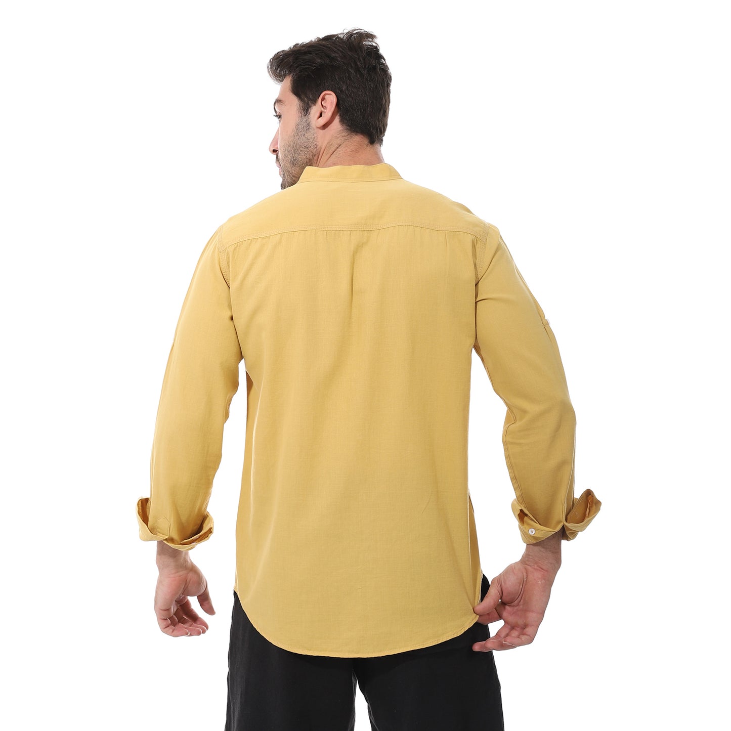 Mustard Brand Collar Cotton Plain Shirt - 2bstylish