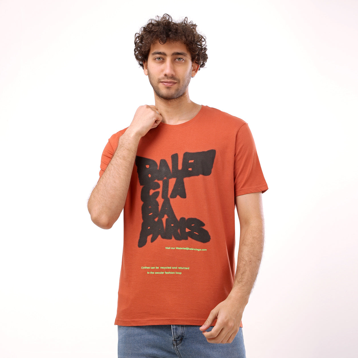 Printed Stylish Half Sleeves T- Shirt - Orange - 2bstylish