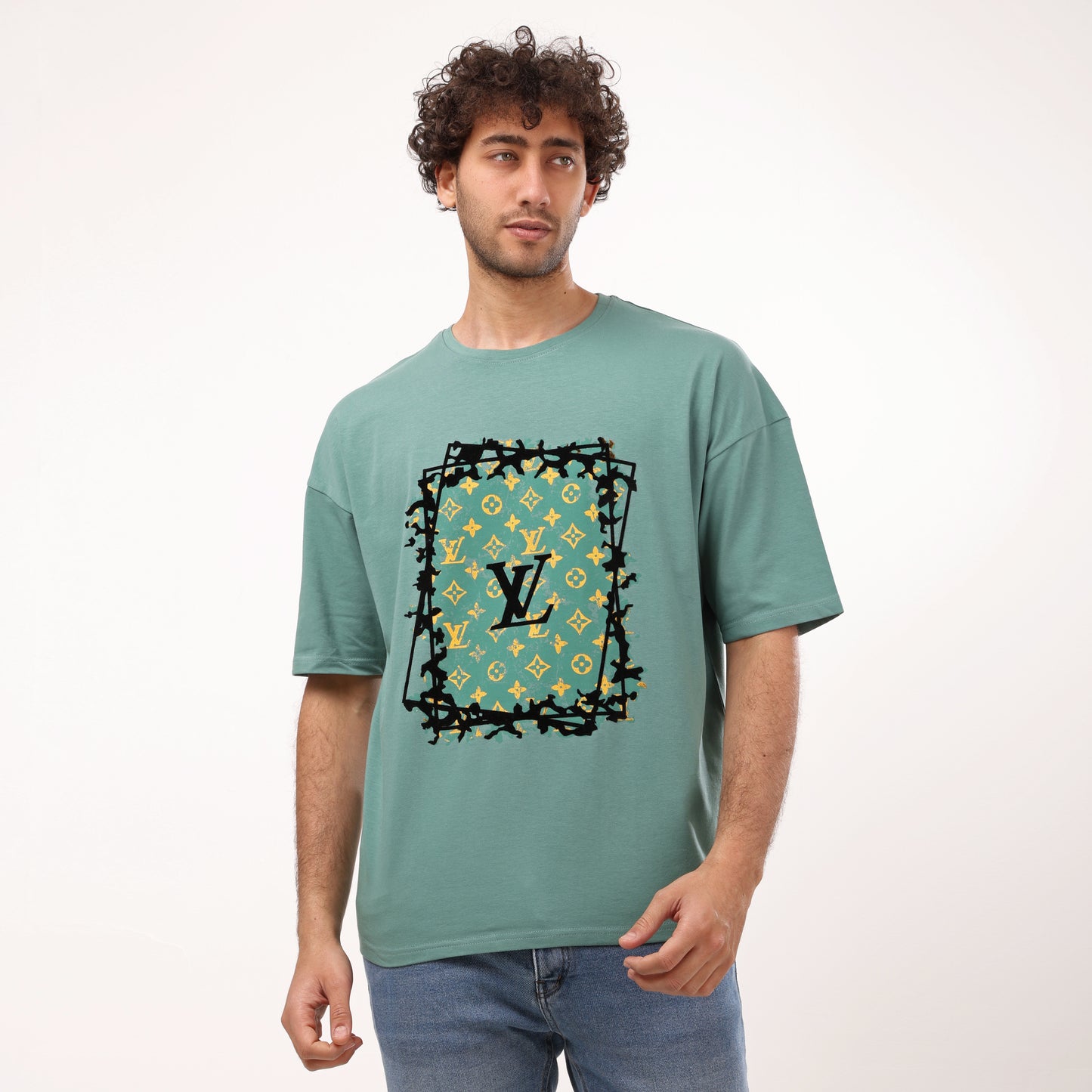 "Logo" Front Printed mint green Half Sleeves T- Shirt - 2bstylish
