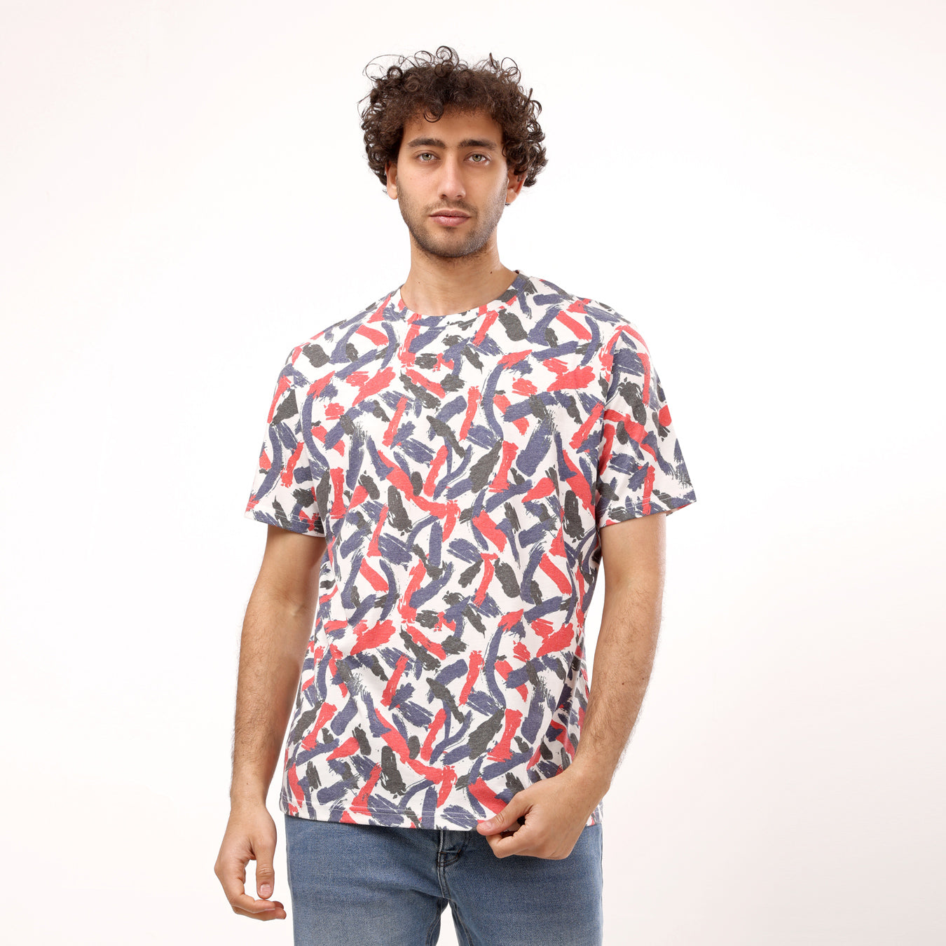 Multicolor Crew Neck Half Sleeves T - Shirt - 2bstylish