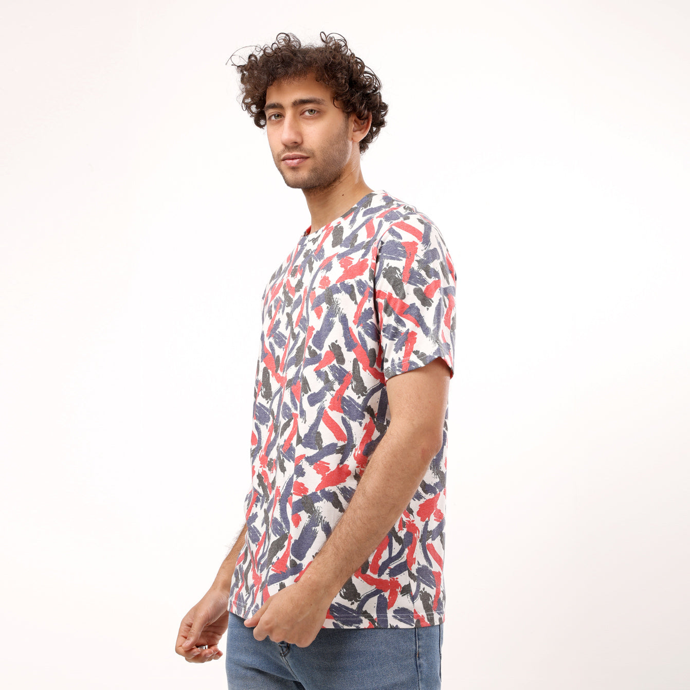 Multicolor Crew Neck Half Sleeves T - Shirt - 2bstylish