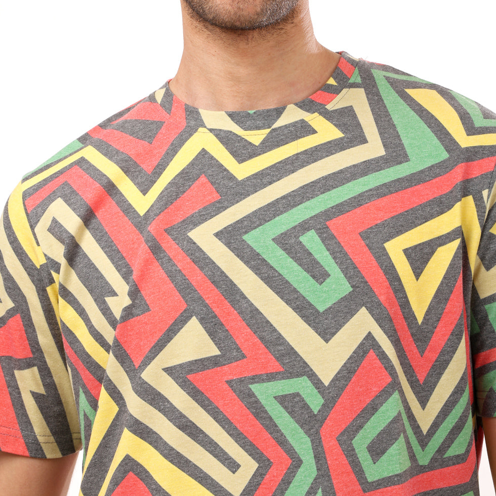 Colorful ZigZagged Shaped Half Sleeves T-Shirt - 2bstylish