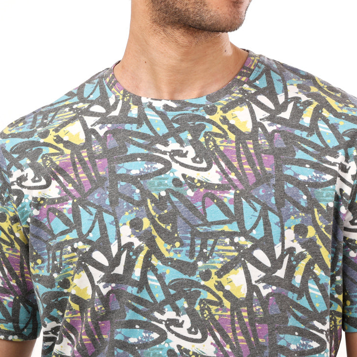 Multicolor Round Neck Half Sleeves T - Shirt - 2bstylish