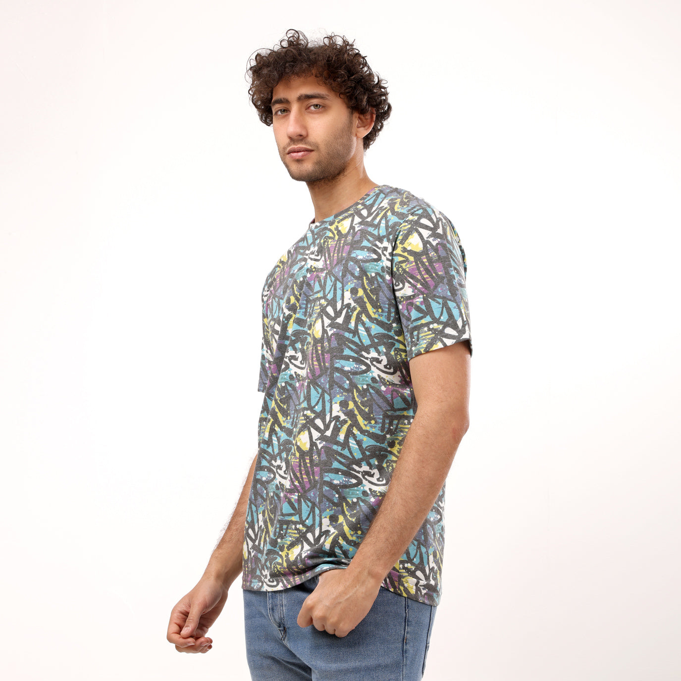 Multicolor Round Neck Half Sleeves T - Shirt - 2bstylish