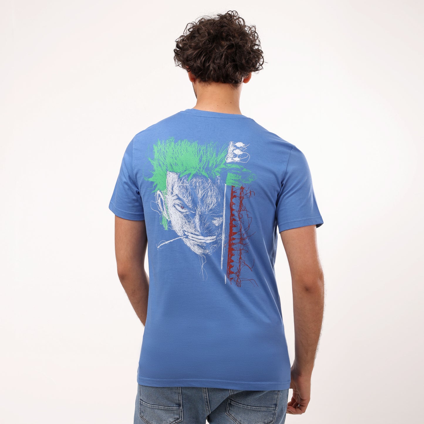 "Scraped" Printed Half Sleeves T - Shirt - Blue - 2bstylish