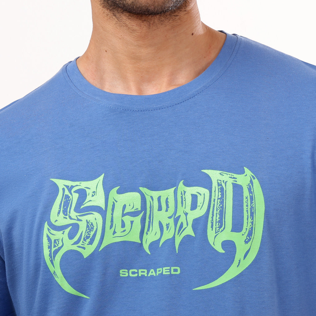 "Scraped" Printed Half Sleeves T - Shirt - Blue - 2bstylish