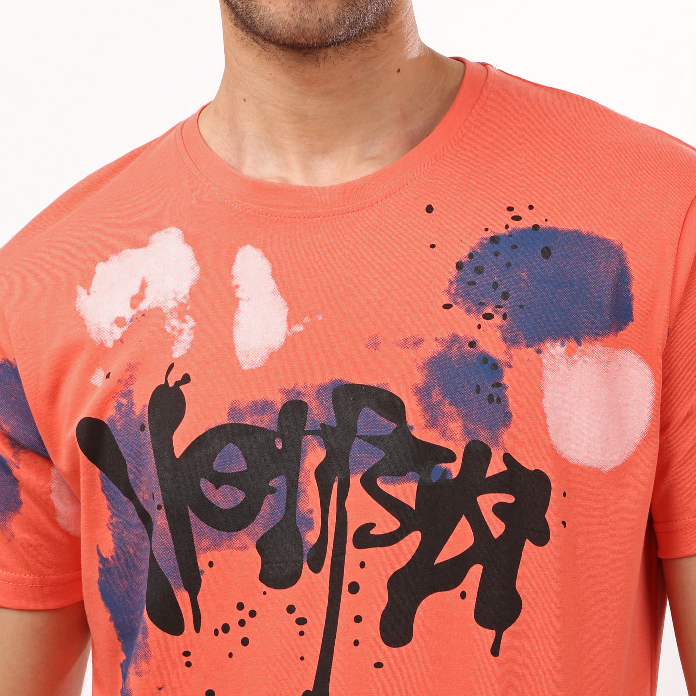 Printed Stylish Half Sleeves T- Shirt - Orange - 2bstylish