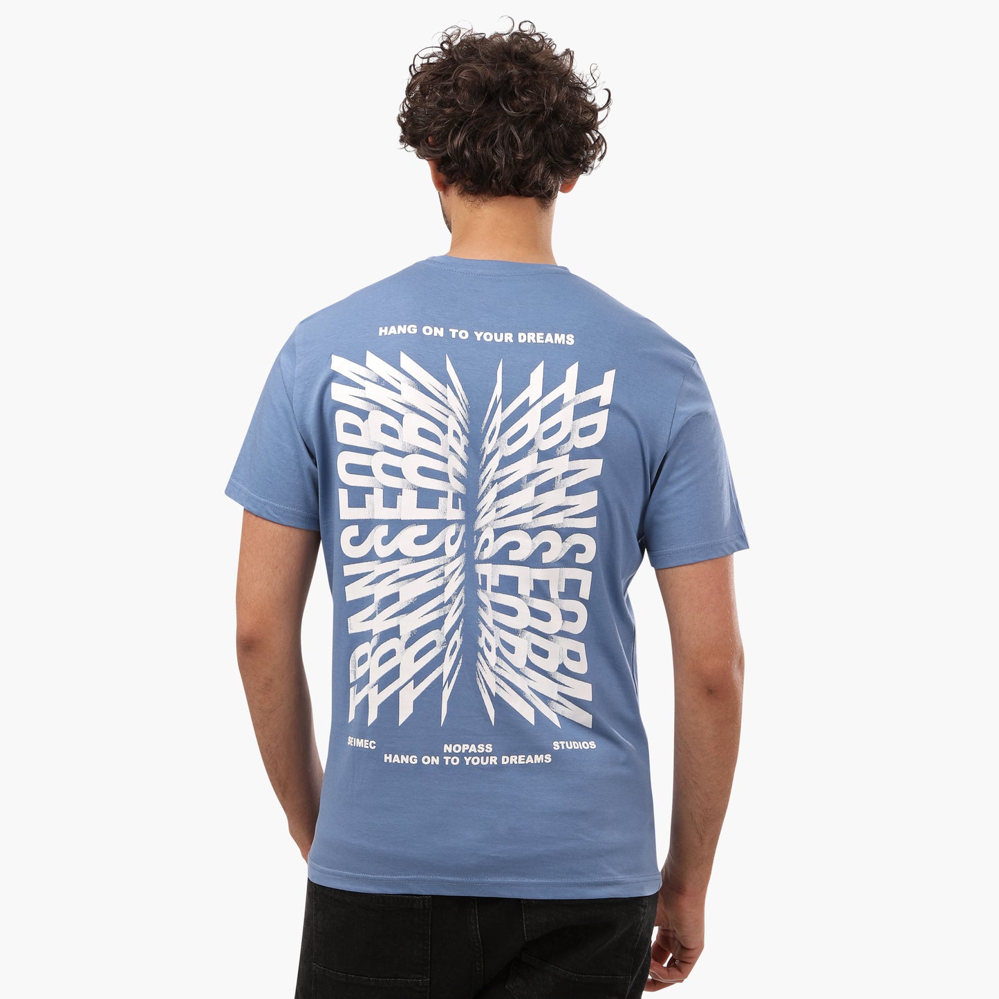 "Transform" Front & Back Printed Indigo Half Sleeves T- Shirt - 2bstylish