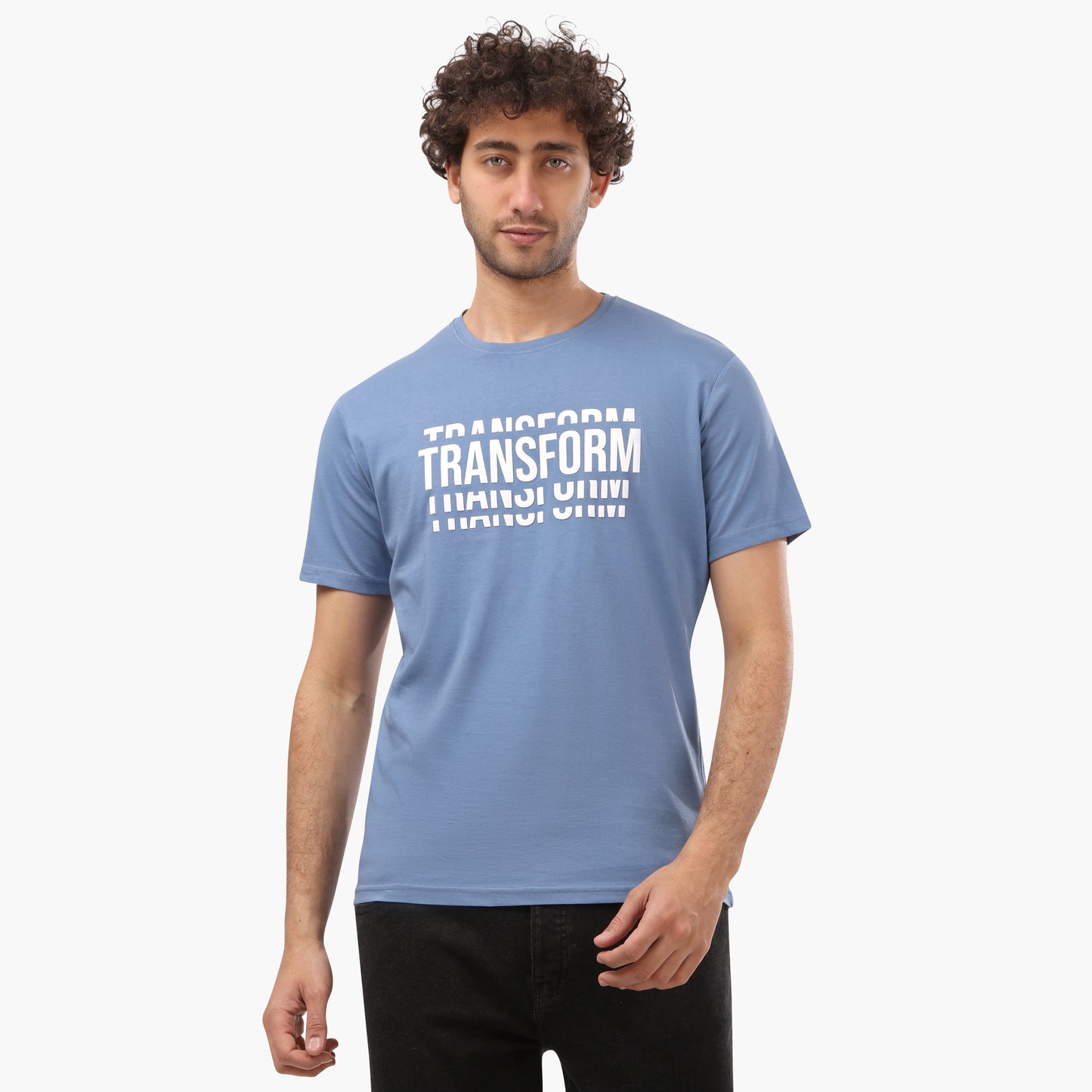 "Transform" Front & Back Printed Indigo Half Sleeves T- Shirt - 2bstylish