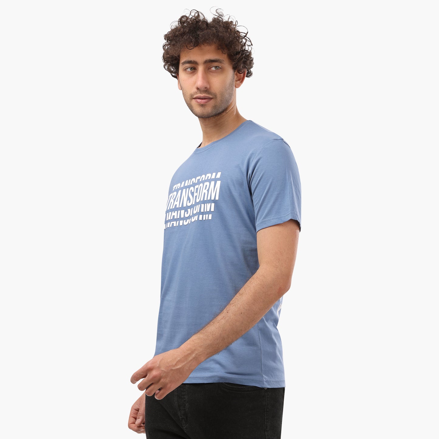 "Transform" Front & Back Printed Indigo Half Sleeves T- Shirt - 2bstylish