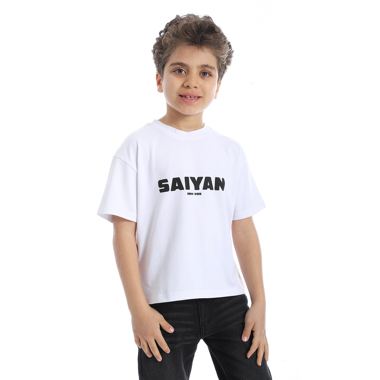 White Printed Basic Boys T-Shirt