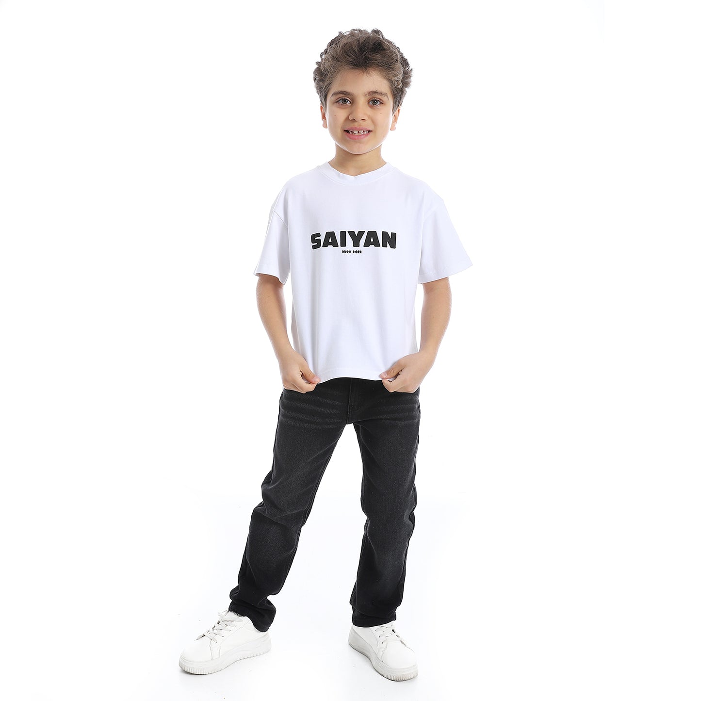 White Printed Basic Boys T-Shirt