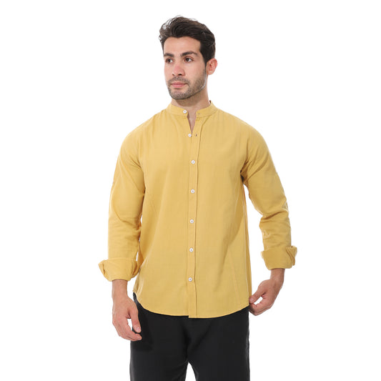 Mustard Brand Collar Cotton Plain Shirt