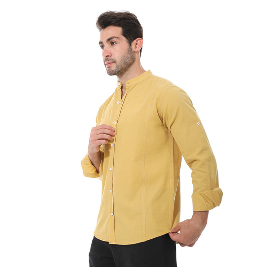 Mustard Brand Collar Cotton Plain Shirt
