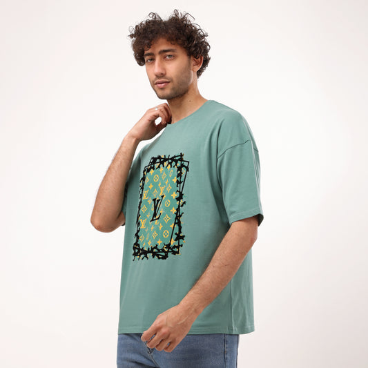 "Logo" Front Printed mint green Half Sleeves T- Shirt - 2bstylish