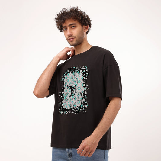 "Logo" Front Printed black Half Sleeves T- Shirt - 2bstylish