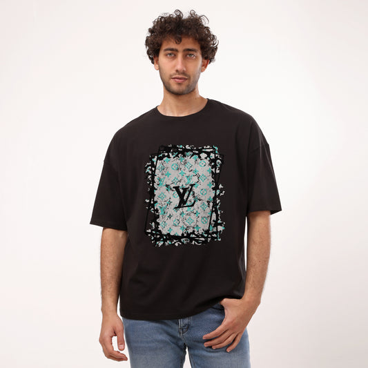 "Logo" Front Printed black Half Sleeves T- Shirt - 2bstylish