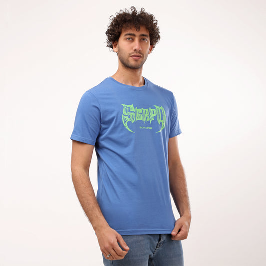 "Scraped" Printed Half Sleeves T - Shirt - Blue - 2bstylish