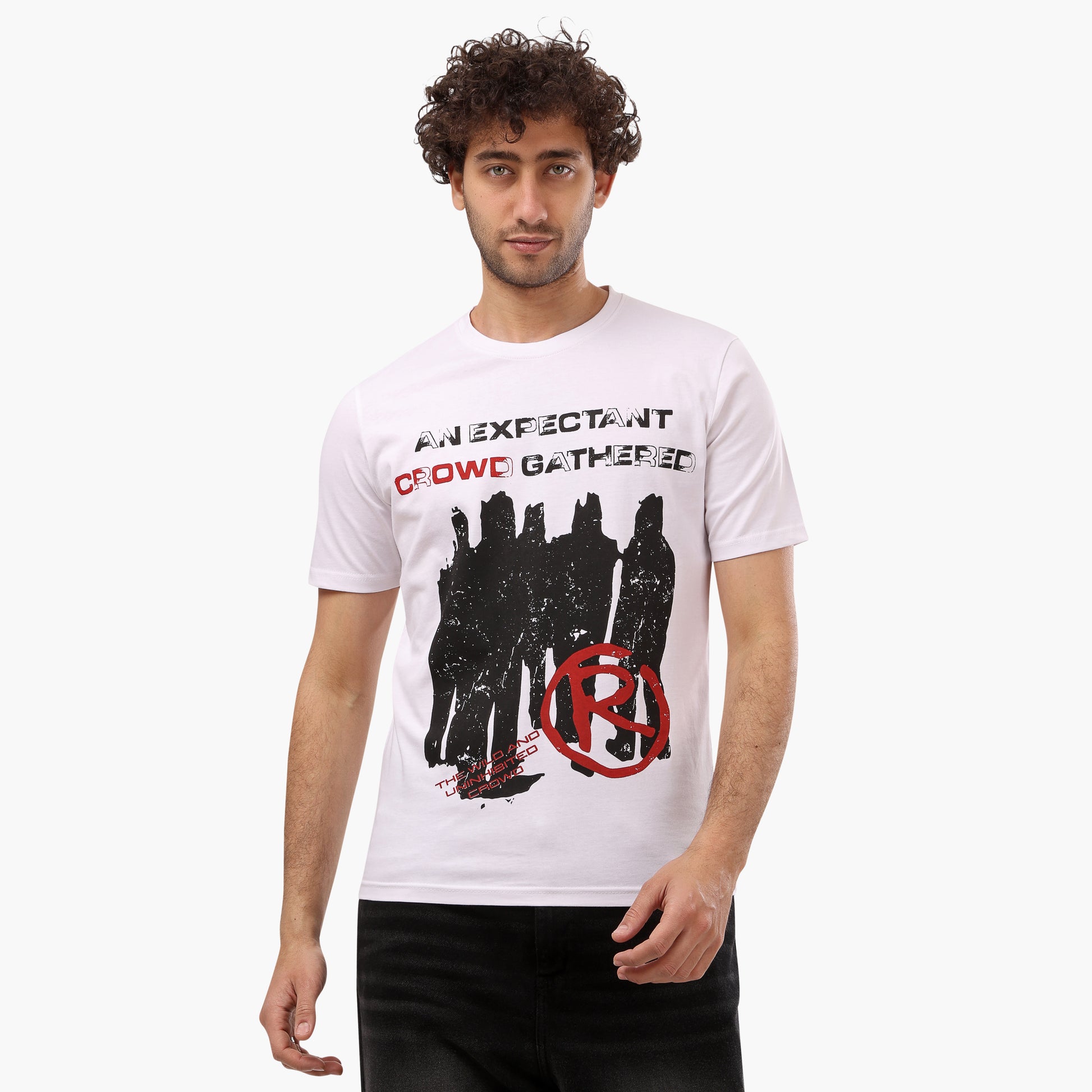 Regular Fit Half Sleeves Round Neck T - Shirt - White - 2bstylish