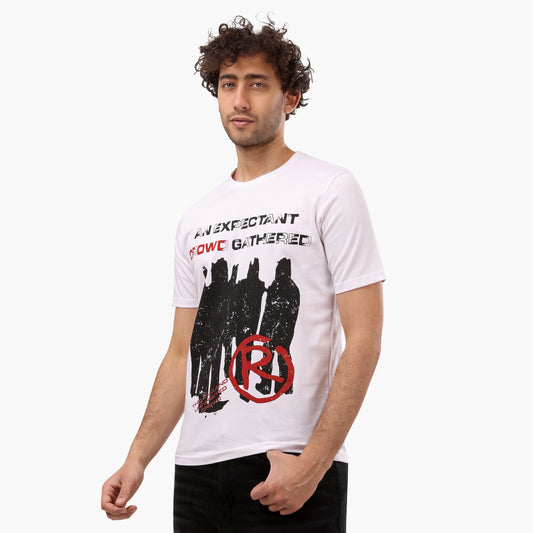 Regular Fit Half Sleeves Round Neck T - Shirt - White - 2bstylish