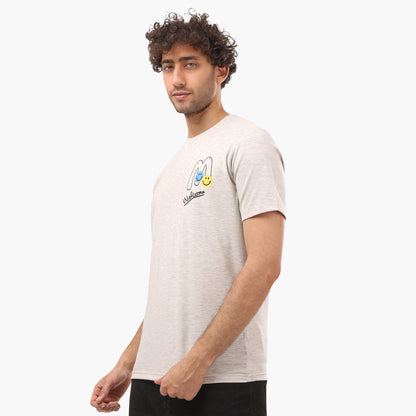 Half Sleeves Printed Round Neck T- Shirt - Gray - 2bstylish