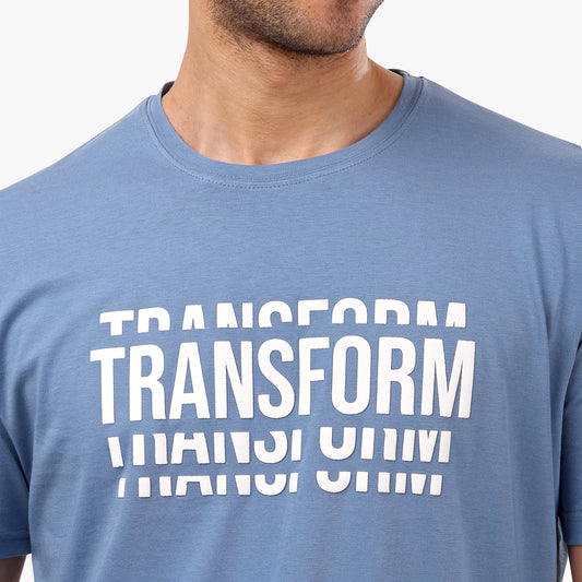 "Transform" Front & Back Printed Indigo Half Sleeves T- Shirt - 2bstylish