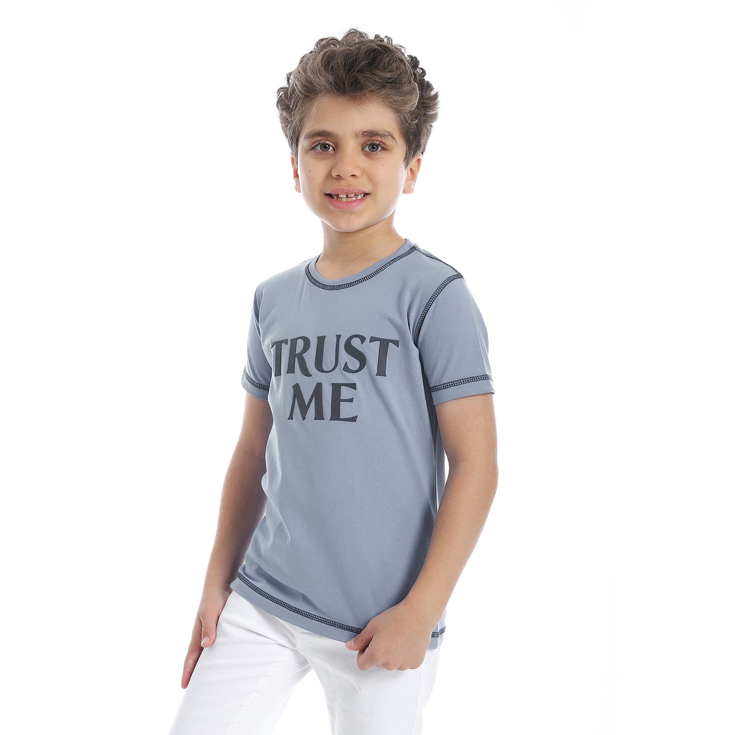 Boy's Printed Short Sleeve T-Shirt - Sky Blue