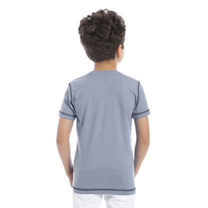 Boy's Printed Short Sleeve T-Shirt - Sky Blue