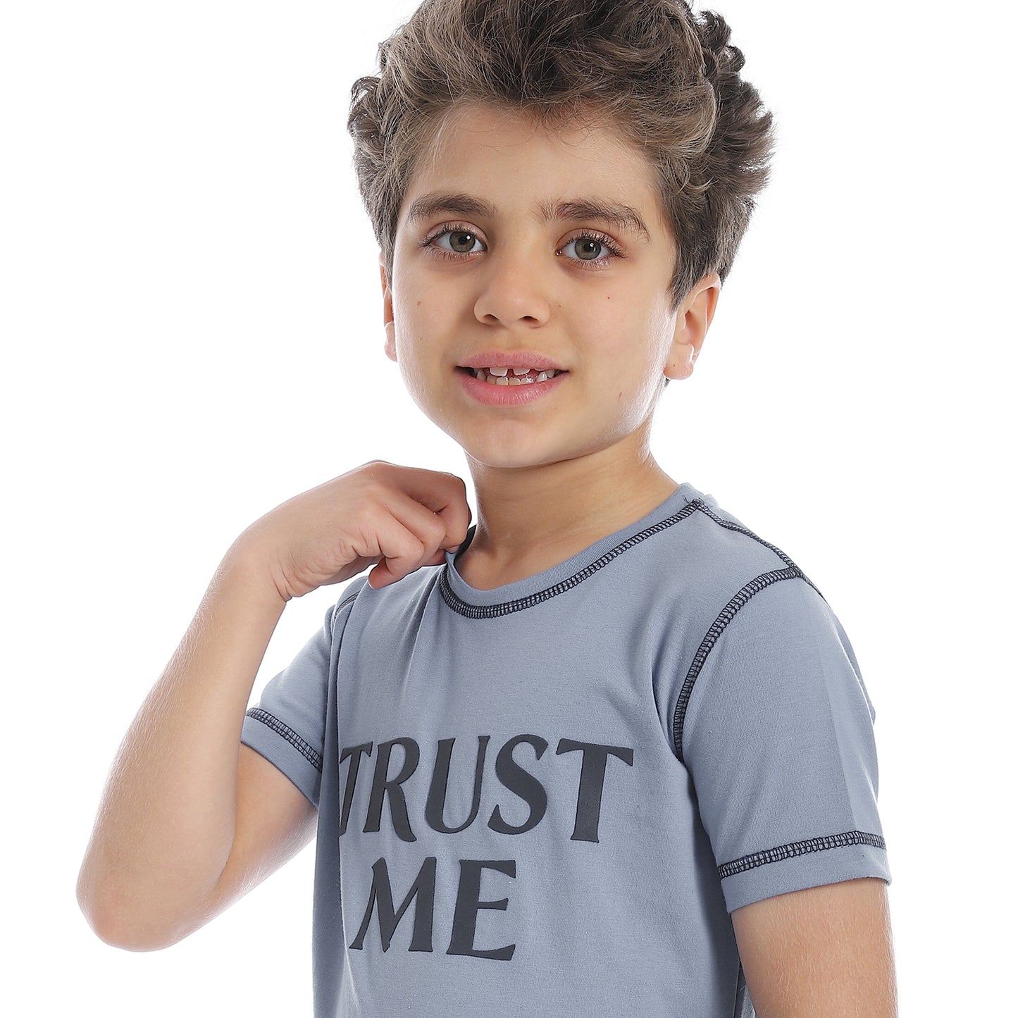 Boy's Printed Short Sleeve T-Shirt - Sky Blue