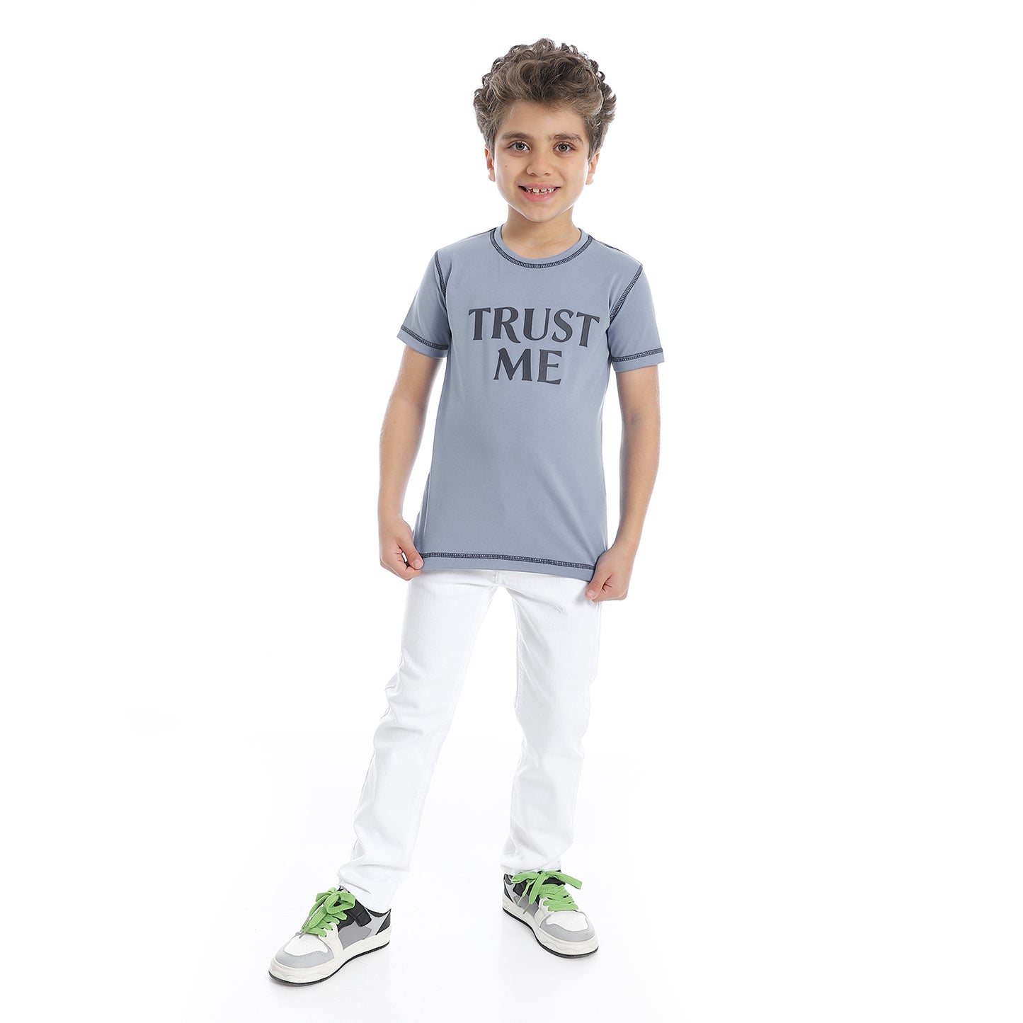Boy's Printed Short Sleeve T-Shirt - Sky Blue