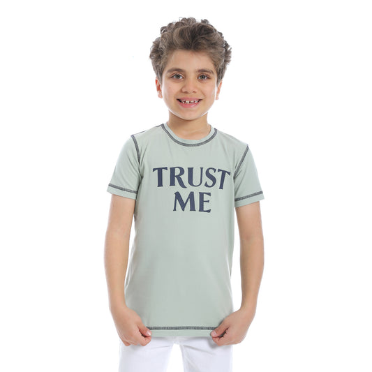 Boy's Printed Short Sleeve T-Shirt -Mint Green