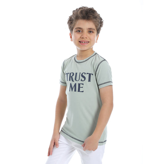 Boy's Printed Short Sleeve T-Shirt -Mint Green