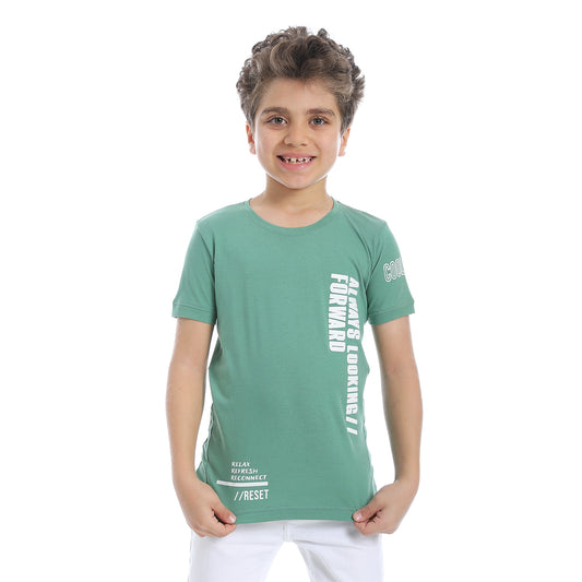 Printed Short Sleeve T-Shirt - Mint Green - 2bstylish