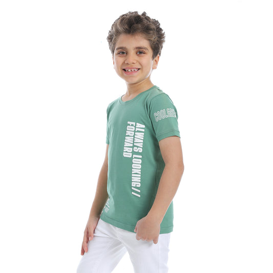 Printed Short Sleeve T-Shirt - Mint Green - 2bstylish