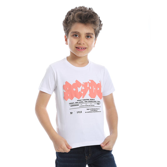 Boys Regular Fit Printed T-Shirt - White - 2bstylish