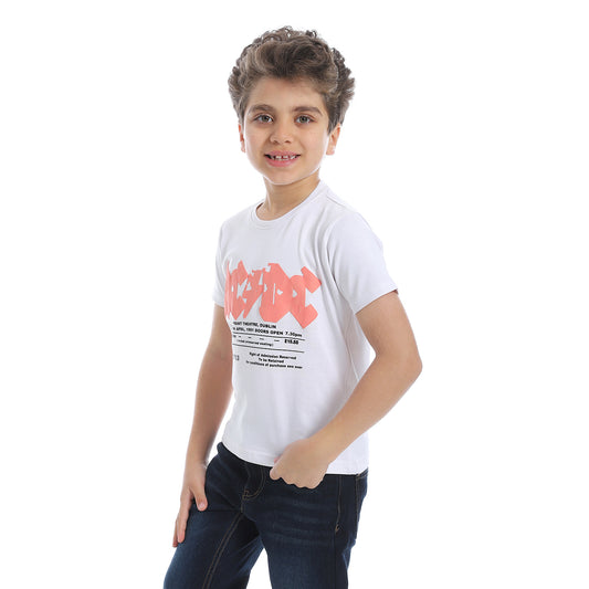 Boys Regular Fit Printed T-Shirt - White - 2bstylish
