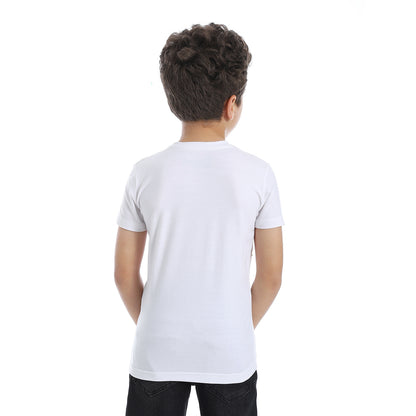 Prominent Round Neck Boys T-Shirt - White