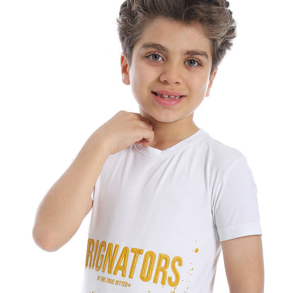 Prominent Round Neck Boys T-Shirt - White