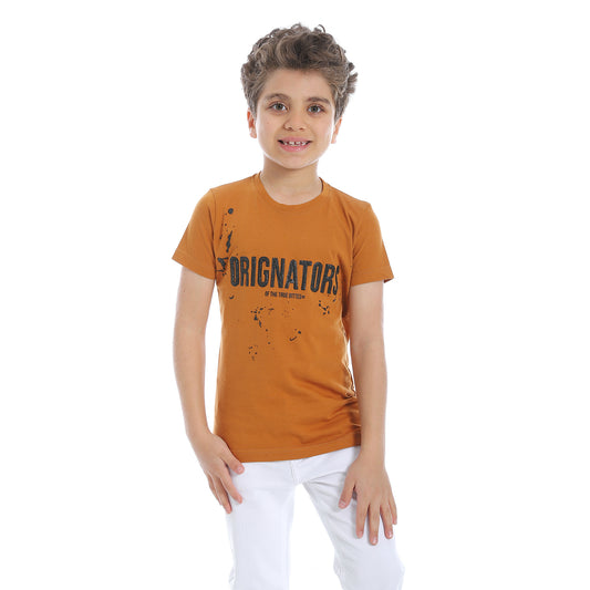 Prominent Round Neck Boys T-Shirt - Burnet Orange - 2bstylish
