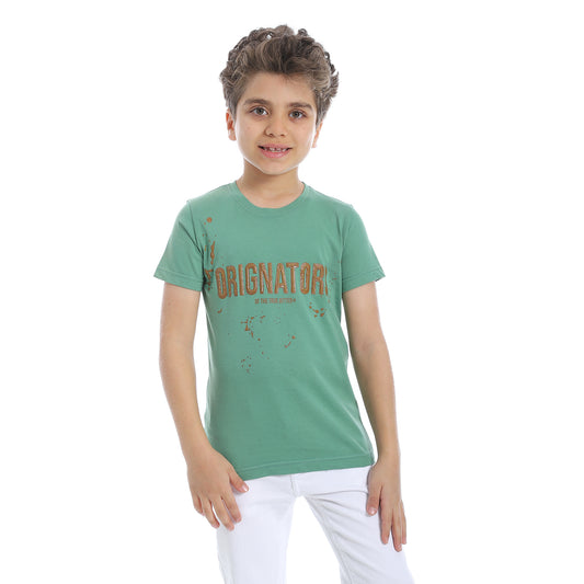 Prominent Round Neck Boys T-Shirt - Mint Green - 2bstylish