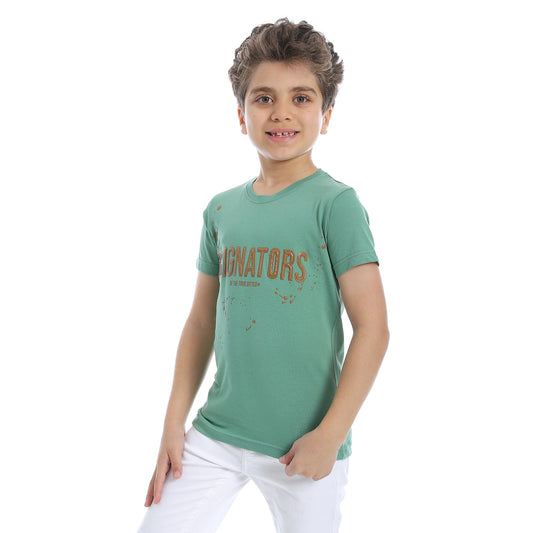 Prominent Round Neck Boys T-Shirt - Mint Green - 2bstylish