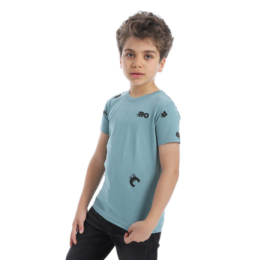 Printed Pattern Round Neck Boys T-Shirt - Genzary - 2bstylish