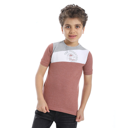 Boys Round Neck Oique Pattern T-Shirt - Kashmir, White & Grey - 2bstylish