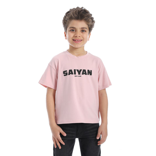 Powder Pink Printed Basic Boys T-Shirt - 2bstylish