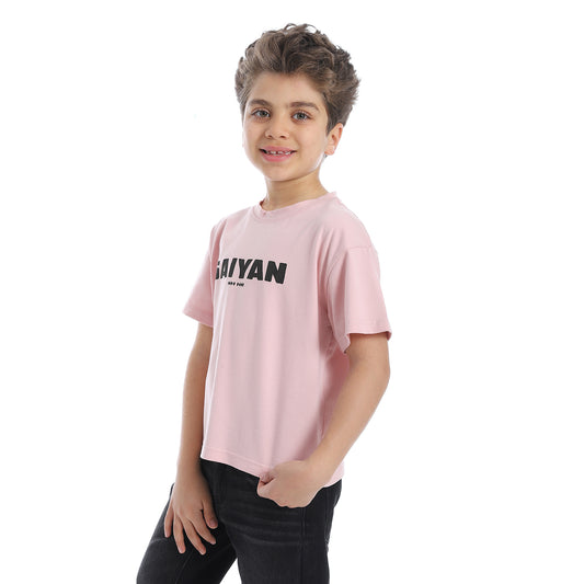 Powder Pink Printed Basic Boys T-Shirt - 2bstylish