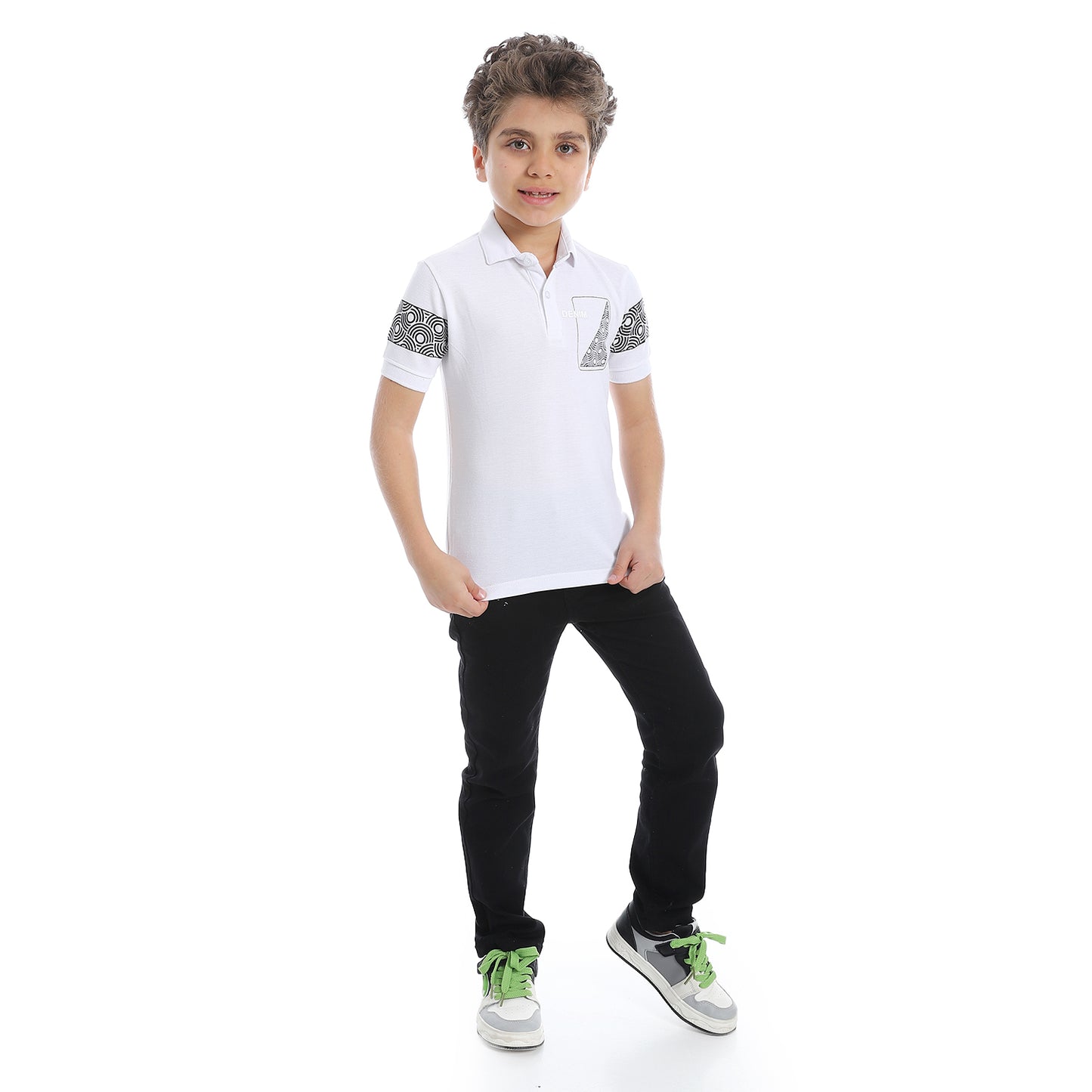 Boys Pique Pattern White Polo Shirt - 2bstylish