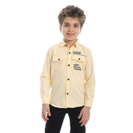 2b STYLISH Long Sleeve Prined Boys Shirt - Yellow