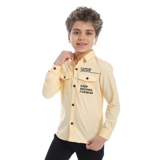 2b STYLISH Long Sleeve Prined Boys Shirt - Yellow