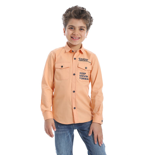 2b STYLISH Long Sleeve Printed Boys Shirt - Orange