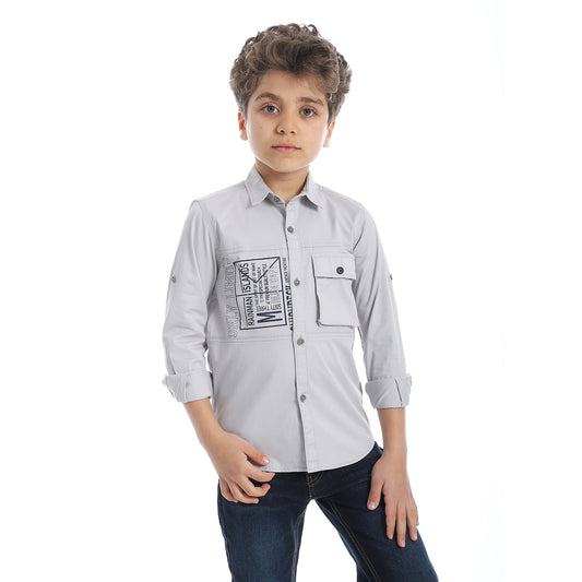 2b STYLISH Self Pattern Long Sleeve Shirt - Gray